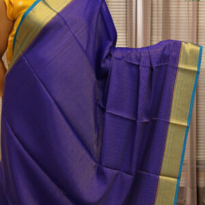 Zari Woven Horizontal Lines Pure Mysore Crepe Silk Saree