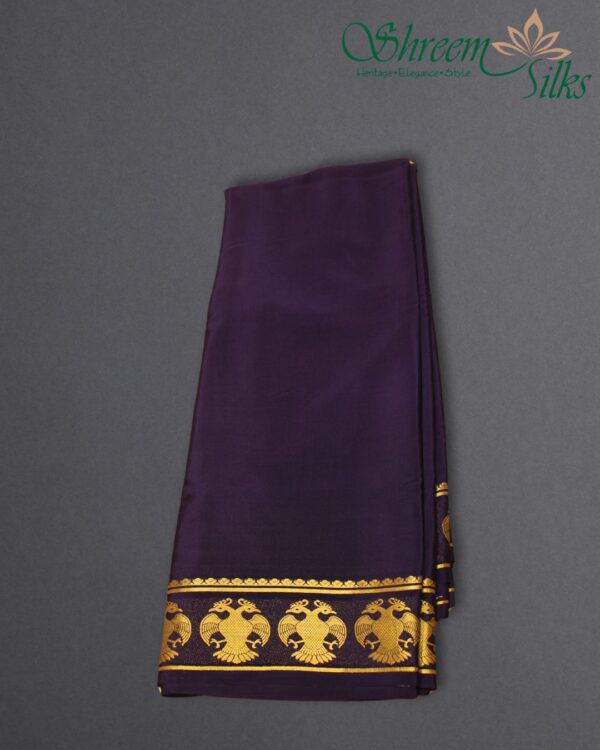 Gandaberunda Border Pure Mysore Crepe Silk Saree - Image 7