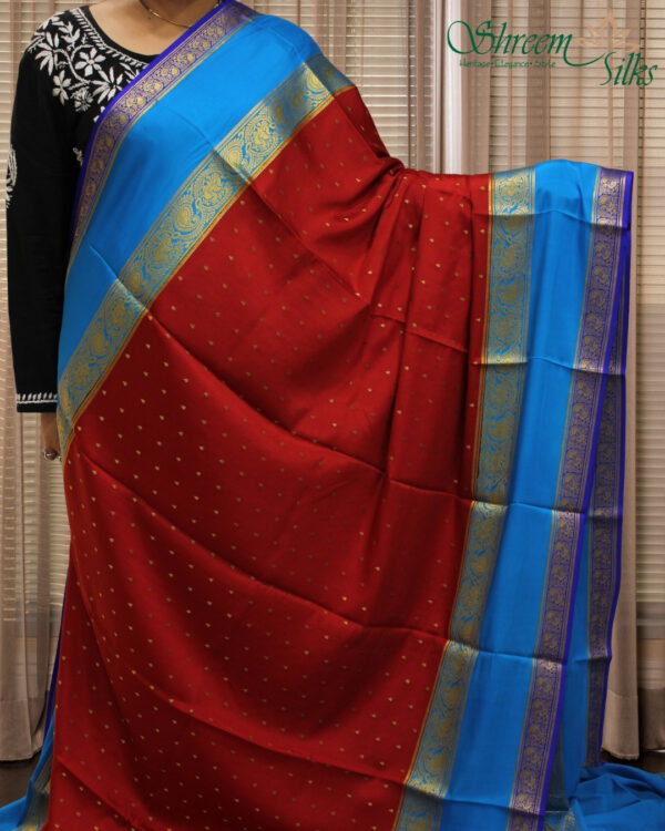 Zari Woven Buttas 3D Pure Mysore Cepe Silk Sarees