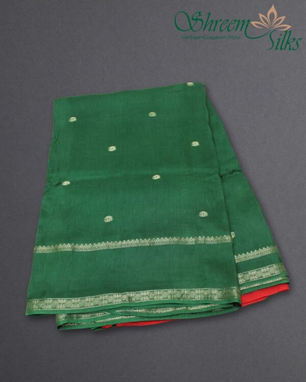 Zari Woven Buttas with Bentex Border Dola Silk Saree - Image 10
