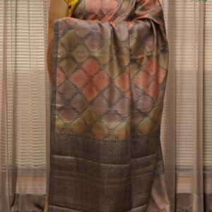 Alternative view of Black Silk Thread Woven Rangkat Pattern Pure Tussar Saree