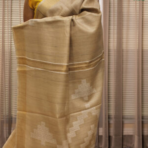 Beige with White Thread work Pure Desi Tussar Saree