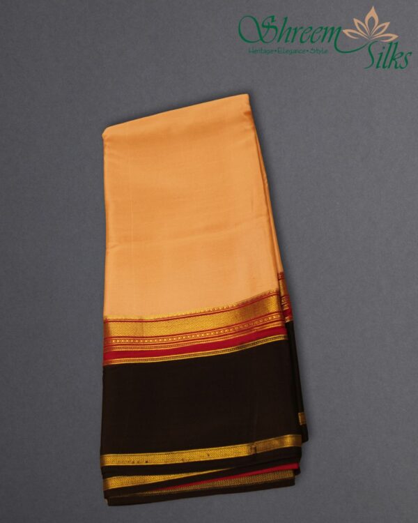 Blush Pink, Rani Pink & Brown 3D Pure Mysore Crepe Silk Saree