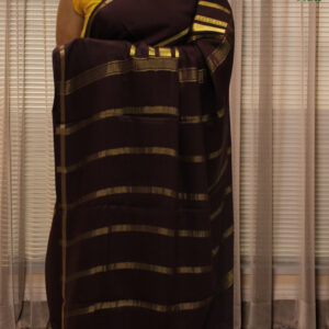 Alternative view of Brown Broad Bentex Border Pure Mysore Crepe Silk Saree
