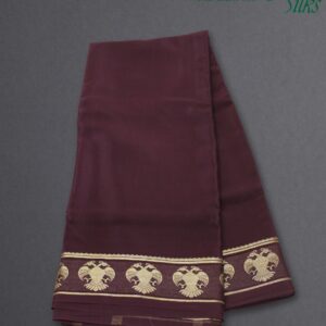 Coffee Brown Gandaberunda Border Pure Mysore Crepe Silk Saree