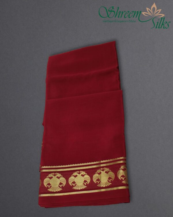 Red Gandaberunda Border Pure Mysore Crepe Silk Saree