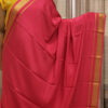 Pink Zari Woven Small Mango & Floral Border Pure Mysore Crepe Silk Saree