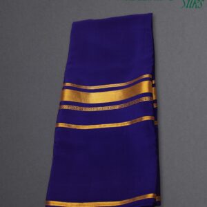 Royal Blue Broad Bentex Border Pure Mysore Crepe Silk Saree