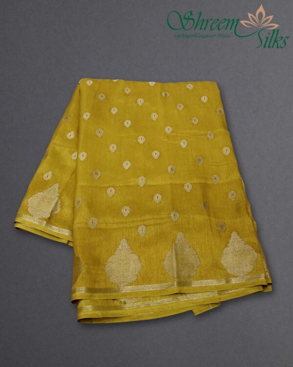 Zari Woven Motifs with Contrast Blouse Fancy Saree - Image 3