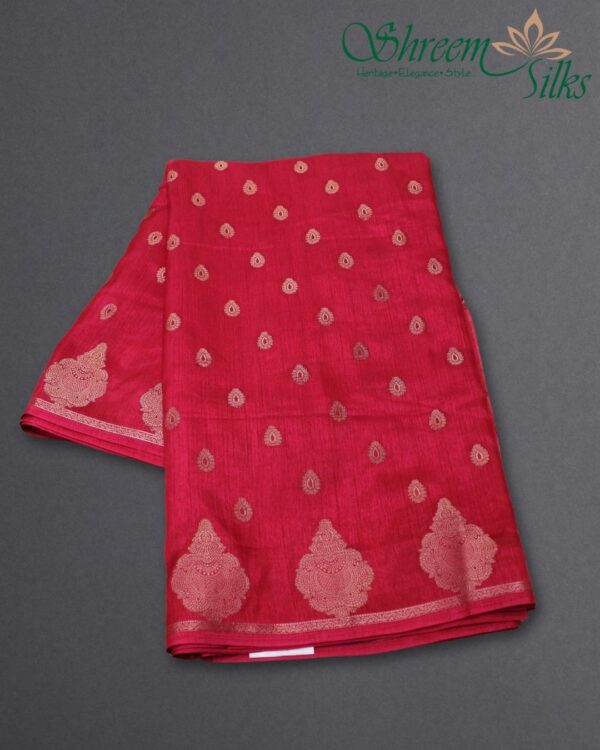 Zari Woven Motifs with Contrast Blouse Fancy Saree - Image 5