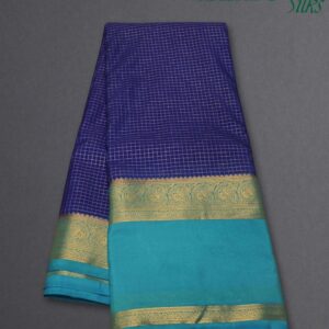 Alternative view of Zari Woven Checks with Mango Bentex Border Semi Mysore Crepe Saree