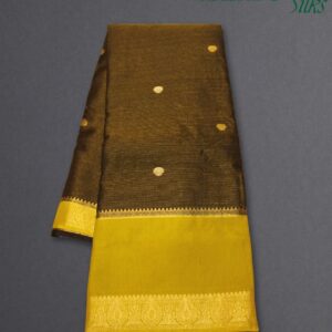 Alternative view of Zari Woven Lines & Buttas with Bentex Border Raw Mango Saree