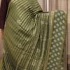 Zari Woven Horizontal Lines with Batik Prints Chanderi Saree