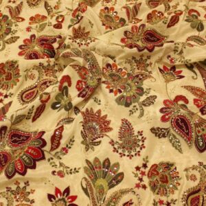 Alternative view of Off White Multicolour Kalamkari Prints with Zari work Blouse Material - 1 Metre