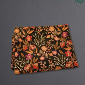 Black Multicolour Kalamkari Prints with Zari work Blouse Material - 1 Metre
