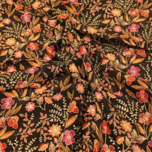 Alternative view of Black Multicolour Kalamkari Prints with Zari work Blouse Material - 1 Metre