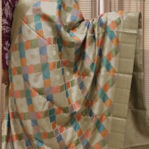 Alternative view of Zari Woven Motifs with Rangkat Pure Chiniya Silk Saree