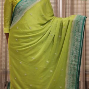 Alternative view of Silver Zari Woven Motifs Chiffon Saree