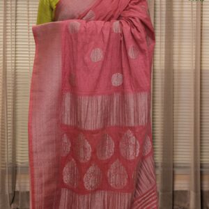 Alternative view of Zari Woven Rose Motifs Tusar Georgette Saree
