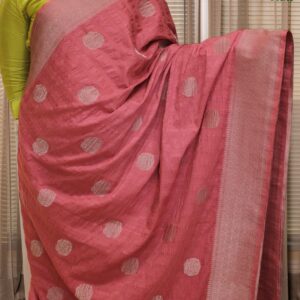 Zari Woven Rose Motifs Tusar Georgette Saree