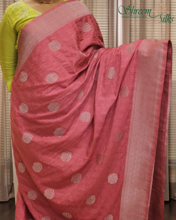 Zari Woven Rose Motifs Tusar Georgette Saree