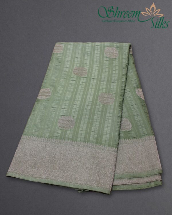 Zari Woven Rose Motifs Tusar Georgette Saree - Image 3