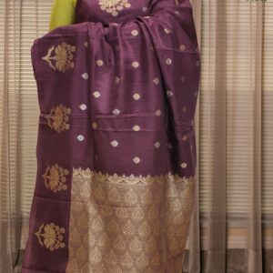 Alternative view of Silver & Zari Woven Floral Motifs Viscose Dola Silk Saree