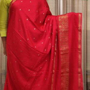 Rani Pink Zari Woven Bird Motifs Bentex Border Viscose Dola Saree
