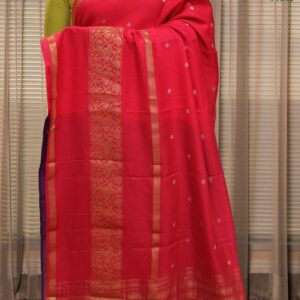 Alternative view of Rani Pink Zari Woven Bird Motifs Bentex Border Viscose Dola Saree