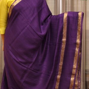 Gold & Silver Zari Woven Bentex Border Raw Silk Saree