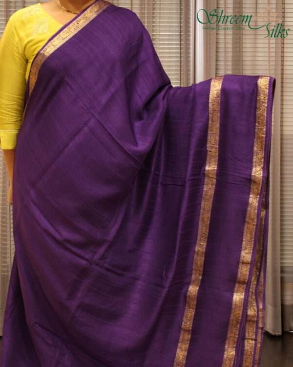Gold & Silver Zari Woven Bentex Border Raw Silk Saree