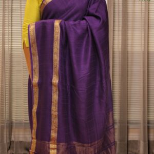 Alternative view of Gold & Silver Zari Woven Bentex Border Raw Silk Saree