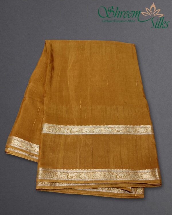 Gold & Silver Zari Woven Bentex Border Raw Silk Saree - Image 4