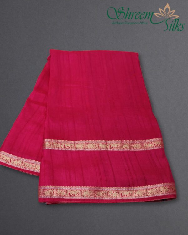 Gold & Silver Zari Woven Bentex Border Raw Silk Saree - Image 5