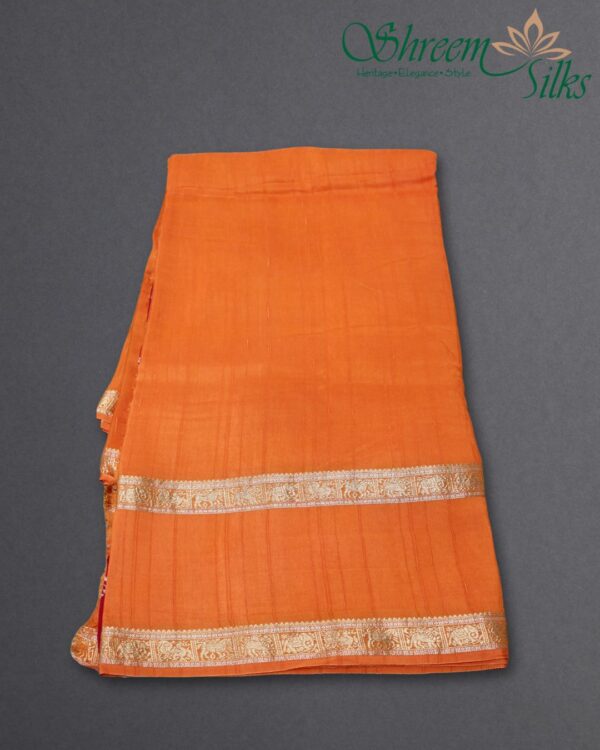 Gold & Silver Zari Woven Bentex Border Raw Silk Saree - Image 6