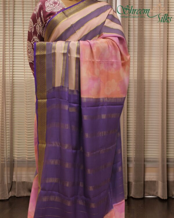 Multicolor Abstract Prints Pure Mysore Crepe Silk Saree - Image 2