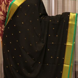 Alternative view of Zari Woven Motifs with Rich Pallu Pure Mysore Crepe Silk Saree