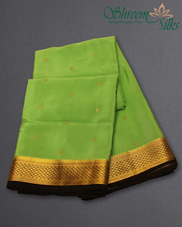 Zari Woven Motifs with Rich Pallu Pure Mysore Crepe Silk Saree - Image 3
