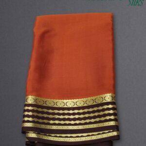 Rust and Brown Flower Border Pure Mysore Silk Saree