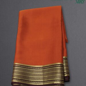 Rust and Brown Lines Border Pure Mysore Silk Saree