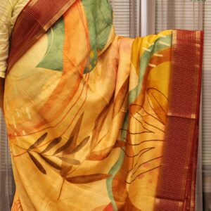 Alternative view of Multicolour Floral Prints Jute Saree