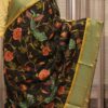 Black with Multicolour Floral Prints Jute Saree