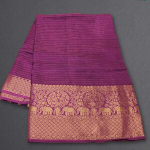 Zari Woven Horizontal Stripes with Rich Border Russian Silk Saree