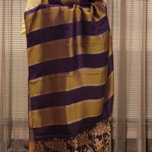 Alternative view of Floral Vertical Stripes Organza Tissue Saree