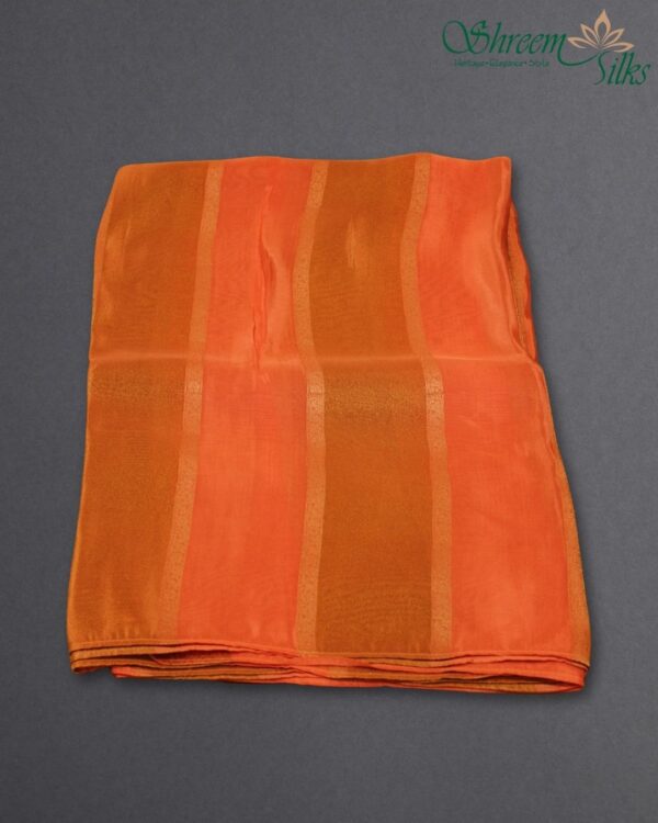 Floral Vertical Stripes Organza Tissue Saree - Image 4