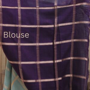 Alternative view of Zari Woven Big Checks with Contrast Blouse Viscose Assam Silk Saree
