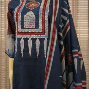 Indigo with Ajrakh Prints & Thread work Kurta Set
