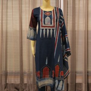 Alternative view of Indigo with Ajrakh Prints & Thread work Kurta Set