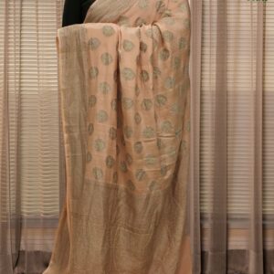 Leaf Motifs with Meenakari Pure Banaras Crepe Silk Saree