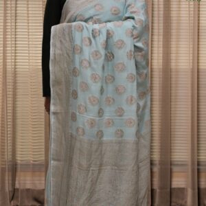 Alternative view of Leaf Motifs with Meenakari Pure Banaras Crepe Silk Saree